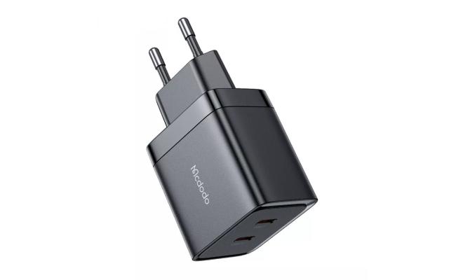 Mcdodo CH-2501 40W GAN Fast Charging Adapter with 2xType-C Input- (Black)